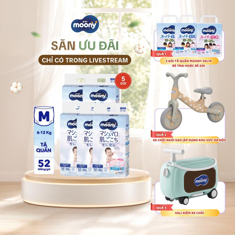 Moony Tã bỉm quần xanh M52/L44/XL38/XXL26 - Nhập khẩu từ Nhật Bản