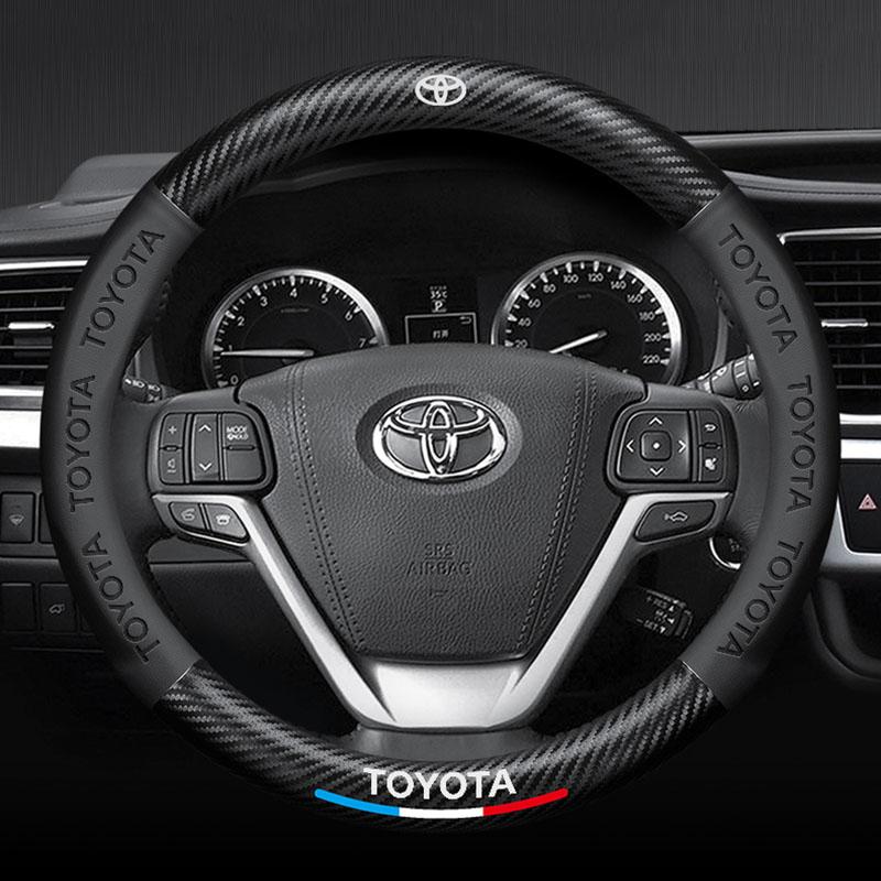 Bọc Vô Lăng Ô Tô Giảm 3D Bằng Da Sợi Carbon 38Cm Cho Toyota Vios Yaris Innova Avanza Fortuner CHR Estima Harrier Wish Alphard Camry Corolla Altis Hilux Vellfire Prado Wigo Wish REVOE RAV4 Phụ Kiện