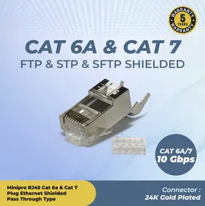 Minipro RJ45 Cat6a & Cat7 FTP & STP & SFTP Plug Ethernet Shielded Pass Through Type