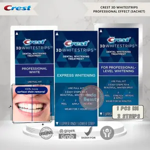 Crest 3D Whitestrips Professional Effect Sachet untuk Memutihkan Gigi & Perawatan Gusi Enamel Safe Profesional di Rumah