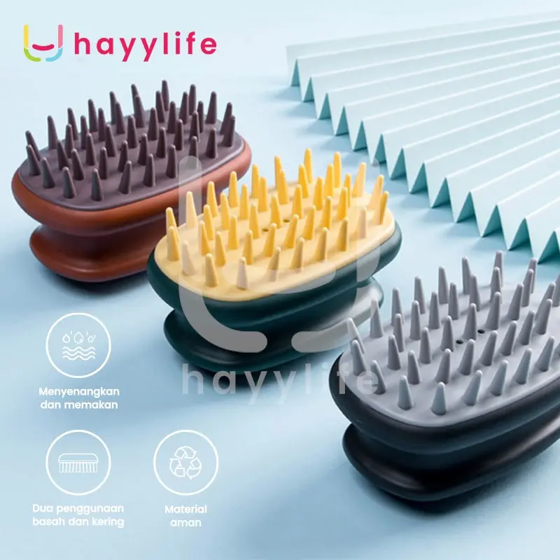 HAYYLIFE Soft Hair Washing Brush Massage Busa Sikat Keramas Silikon Kulit Kepala Ketombe Silicone Scalp Comb Shower Wash HL-BBB553