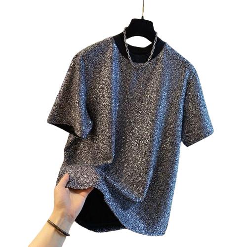 Áo Thun Đính Kim Tuyến, Bondiston Pandist, Dành Cho Nam Giới, Độc Đáo Sang Trọng Cao Cấp, Áo Thun Ngắn Tay, Thời Trang Hàng Đầu Menswear Cổ Tròn 0
