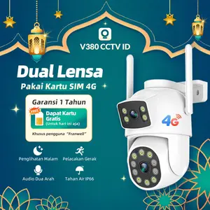 【Eksklusif】V380 BP3-4G CCTV Camera Dual Lensa Tahan Air dengan Simcard HD 2MP PTZ Audio Dua Arah Garansi 1 Tahun Pelacakan Gerak