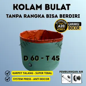 Kolam Terpal Bulat Diameter 60 cm Tinggi 45 cm / D60 T45 Bisa berdiri tanpa rangka Untuk Budidaya Ikan Lele, Gurame, Nila, Patin, Cupang