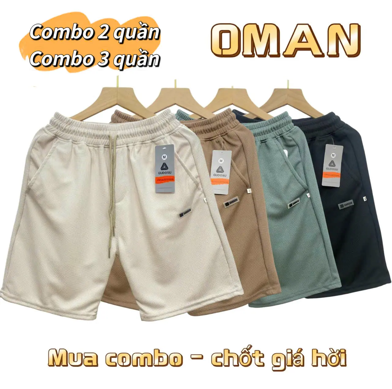 (40-95kg) Combo Quần Short Chất Thun Tổ Ong Thoáng Mát, Quần Đùi Nam Nữ - OMANFASHION