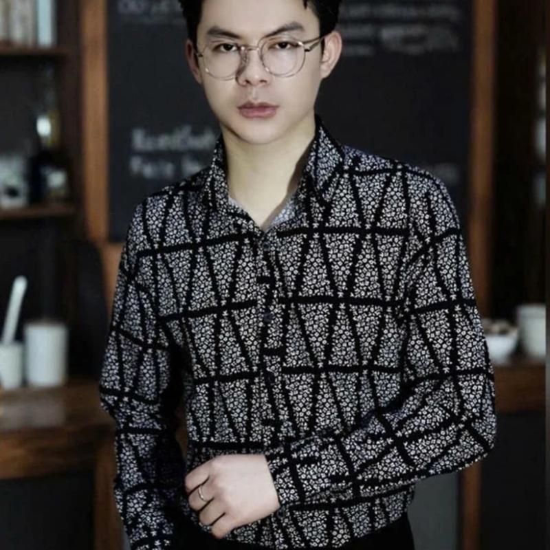 Áo Sơ Mi Nam Hoạ Tiết PRESENT  Lụa Hàn Thoáng Mát Hàn Quốc [Có BigSize]