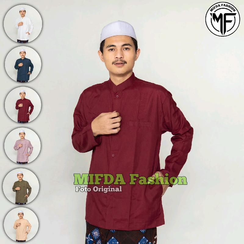 Baju koko haibah santri habaib polos bahan katun halus saku samping lengan panjang baju koko muslim 2