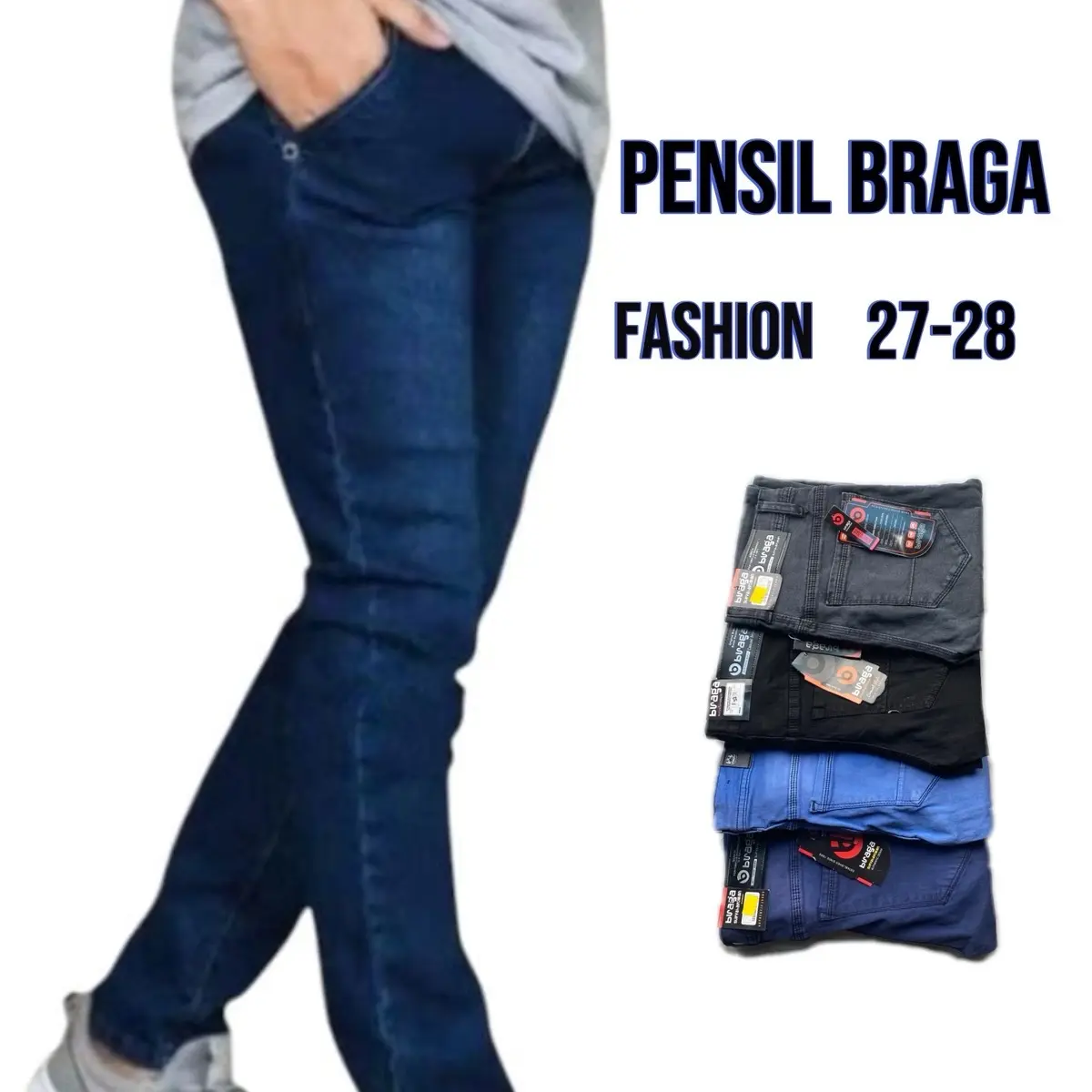 calana panjang jeans pensil pria skinny fashion bagus big size 27-38 Celana