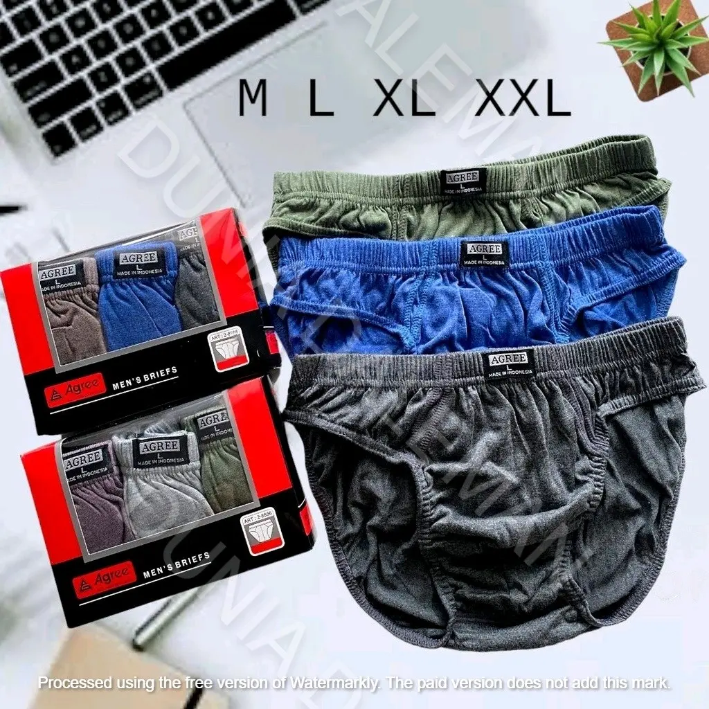 ( 6 pcs/2 box ) cd pria agree merah karet tebal termurah | cd agree 8886 pria dewasa Polos Katun Kotak Cowok