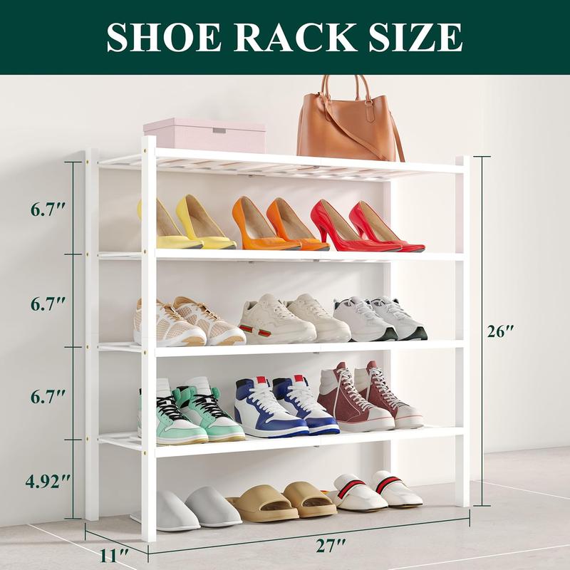 Shoe Rack, 2/3/4/5/6 Tier Bamboo Shoe Organizer, Stackable Free Standing Wooden Shoe Storage Shelf for Closet, Entryway, Front Door Entrance 5