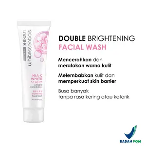 Shinzui Facial Wash Whitessentials Double Brightening 20ml Snow Mushroom Travel Size Sabun Cuci Muka Mencerahkan