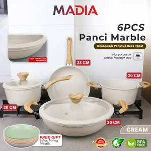 [FREE PIRING] Panci Wajan Set 6 Pcs Anti Lengket - Panci Wajan Serbaguna Estetik