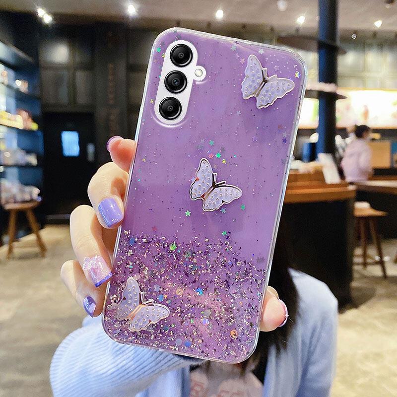 Product Introduction of Soft Casing for Samsung Galaxy A34 A54 5G A14 4G A24 Beautiful Shiny Starry Sky with Butterfly Trinkets Silicone Soft Phone Case Cover 8
