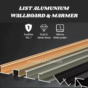 LIST ALUMUNIUM WALLBOARD PVC MARMER Panjang 290cm List Lis Penutup Celah Frame Edging Alumunium