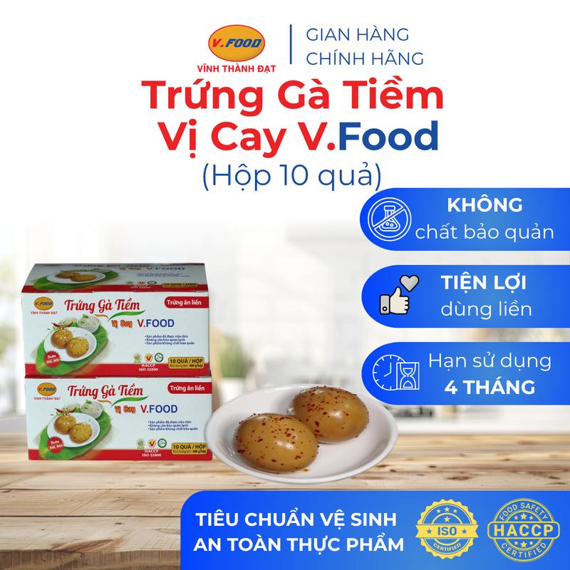  Trứng gà tiềm Vị Cay ăn liền V.Food Hộp 10 quả 