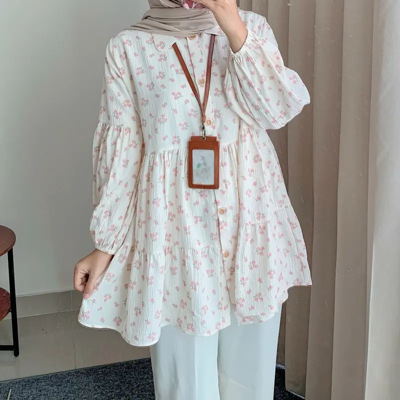 DYANDRA TUNIK | tunik motif | blouse tunik | atasan tunik motif floral | moutfit 1