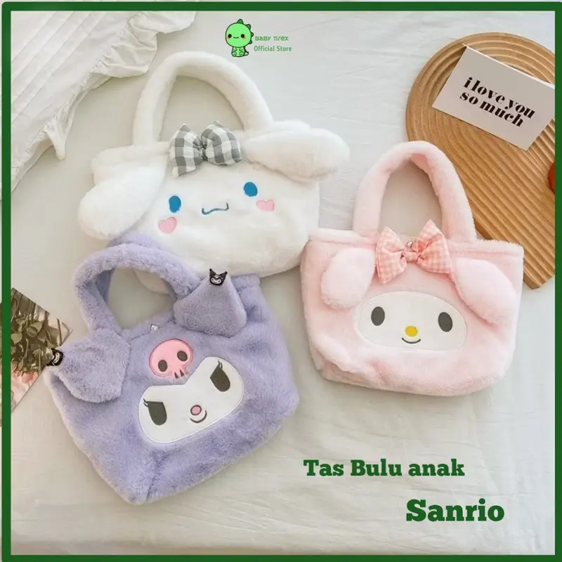 TAS BULU KARAKTER SANRIO TAS TOTE BAG MOTIF BONEKA TAS SELEMPANG TOTE BAG CINNAMOROL TAS BULU SELEMPANG 0