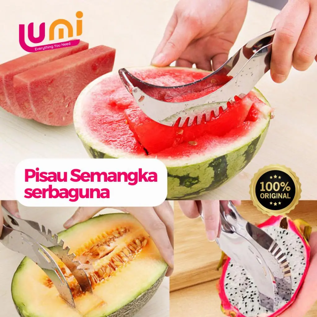 Watermelon Slicer Cutter Stainless Alat Pemotong Kater Semangka Melon Pepaya Buah Naga Terbaru Viral Murah