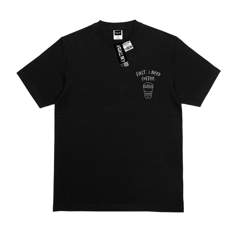 Ashall.sky Kaos Distro Pria First I Need Coffee Simpel Logo | Koas Abu Polos | Kaos Simpel Distro Baju 4
