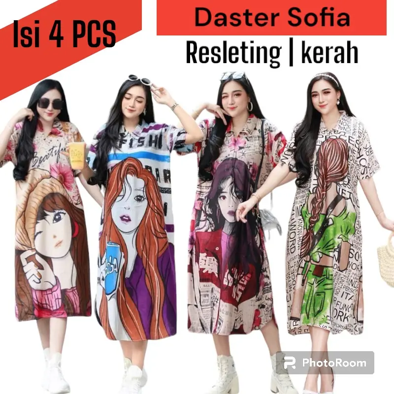 PAKET SOFIA ISI 5 PCS DASTER SOFIA KARAKTER KEKINIAN VIRAL BEST SELLER RAYON ADEM BUSUI KERAH Katun Bumil Motif Wanita daster remaja