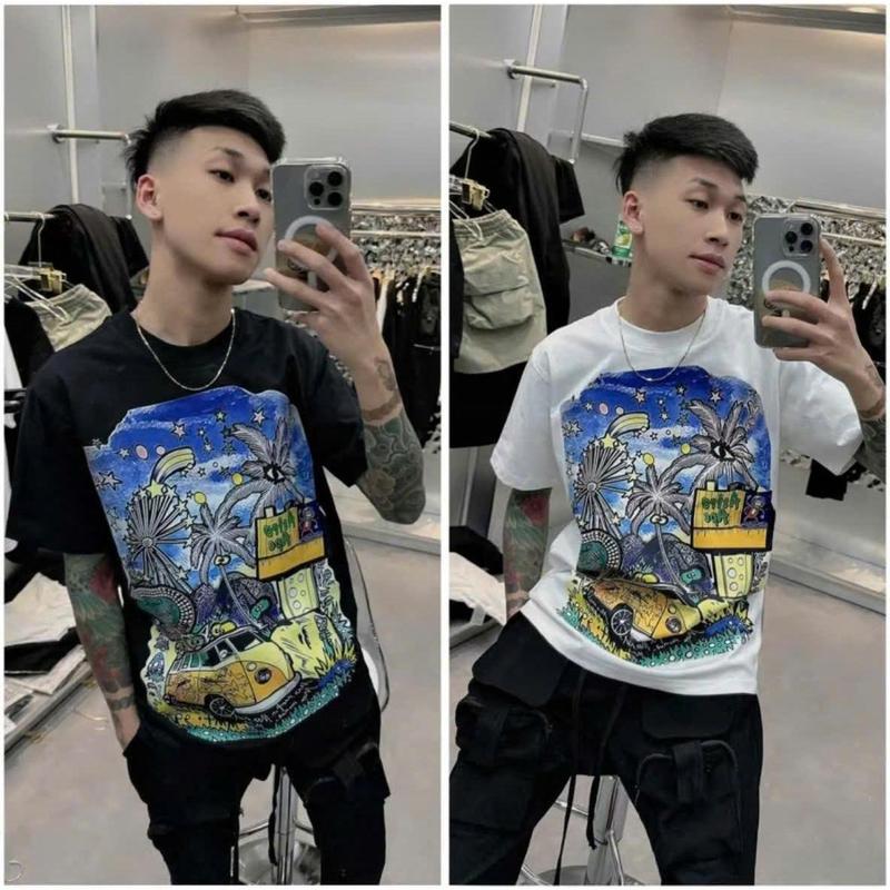 Áo phông nam nữ cộc tay cổ tròn Cây Dừa in oto boy phố mới 0