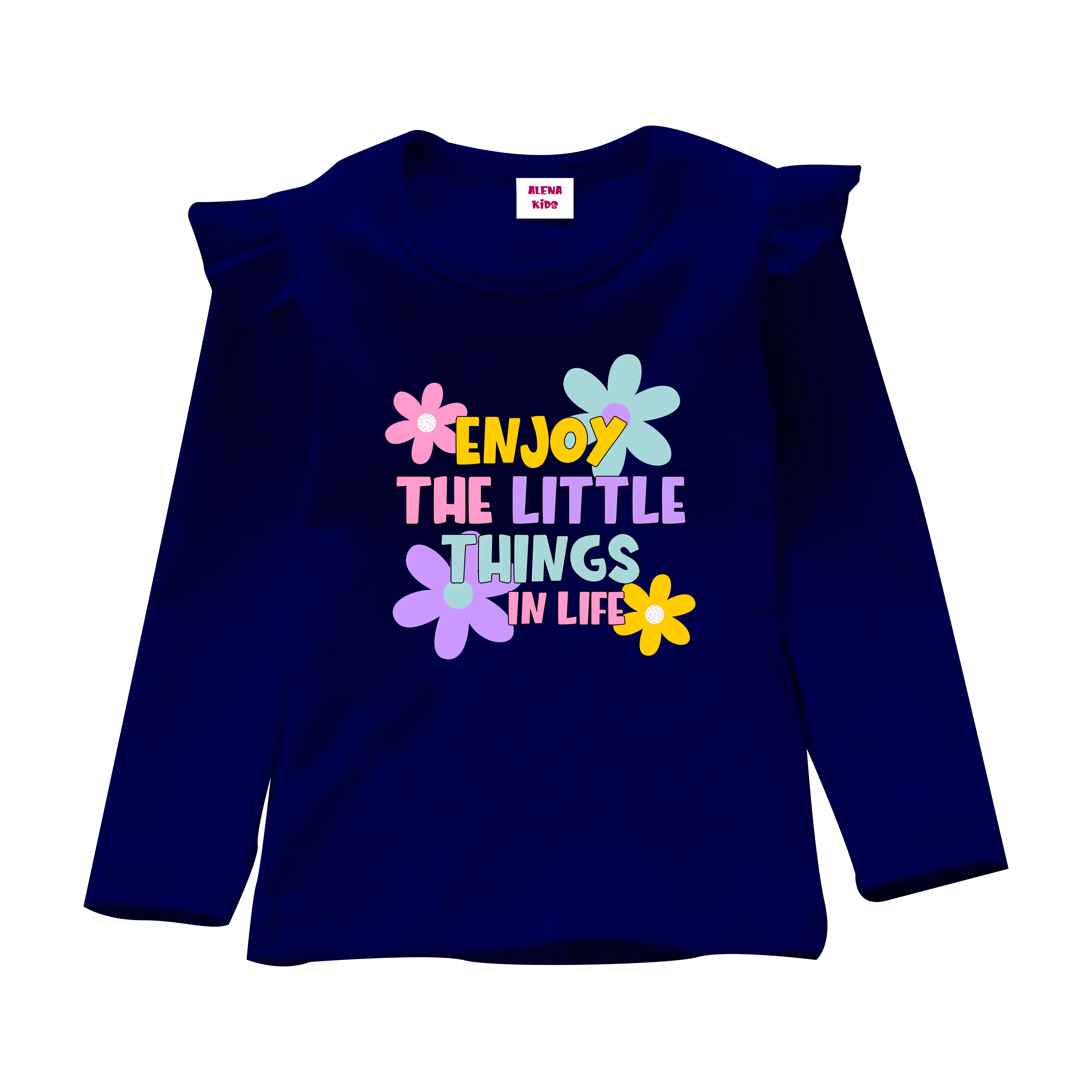 Baju Kaos Anak Perempuan Lengan Panjang Ruffle Imut Model Atletis 1-12 Tahun Semi Katun 24s Fashion Anak Cewek Fashion Bayi Laki-Laki