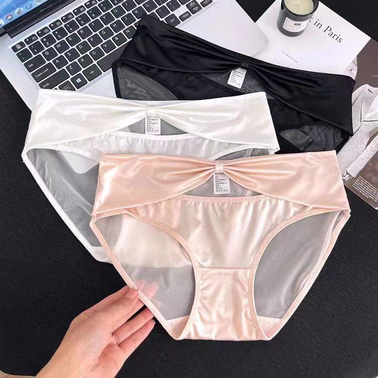 Quần Lót Satin khoét Gợi Cảm, Thiết Kế Dễ Thương, Cạp Thường Quần Tam Giác Nữ, Đáy Quần Cotton, Quần Sịp