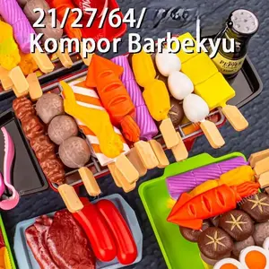 FAST FOOD BBQ SET (Dimsum Pretend Play Mainan Peran Masak Frozen Barbeque Sate Bakar Panggang Snack Koki Dapur Chef Kitchen Grill Sushi Set Kid Toys)