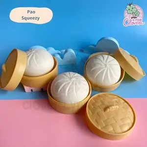 Jumbo Bakpao Squeeze Toy With Tray Pao Squishy Pencet Squeezy Lucu
