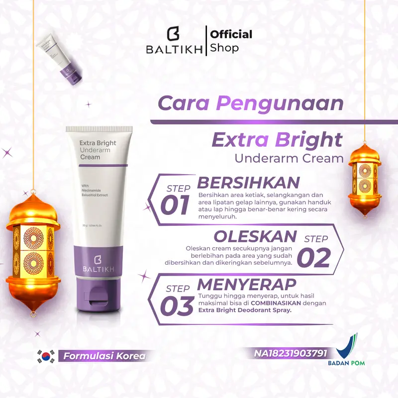 NEW Baltikh Extra Bright - 1 Set Underarm Cream dan Deodorant Spray 100 ML With Bakuchiol Niacinamide Collagen - Pemutih Pencerah Ketiak dan Slengki Bau Hitam 30gr dan 6ml 4