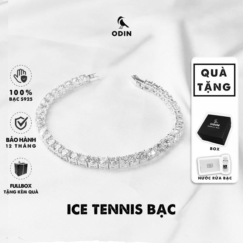  Vòng tay bạc nam nữ ODIN Ice Tennis Bạc s925 bản 5mm -  Tặng kèm nước rửa trang sức bạc - Bảo hành 12 tháng 