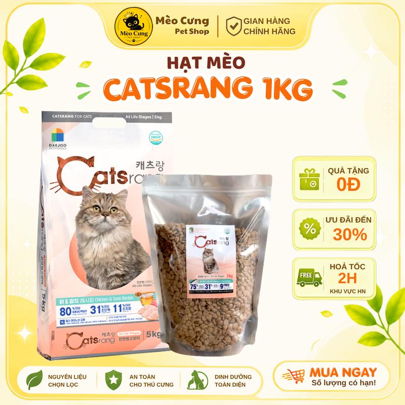 Hạt Catsrang cho mèo túi chiết 1KG hỗ trợ tiêu hóa giúp mượt lông cho mèo mọi…