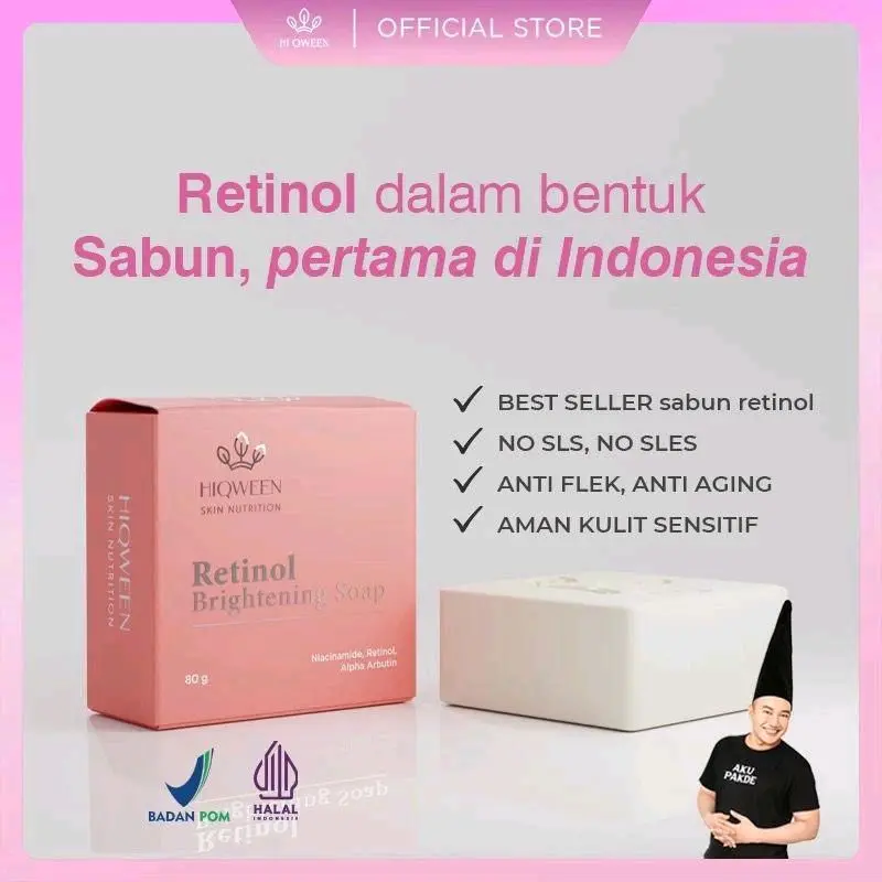 HIQWEEN RETINOL BRIGHTENING SOAP SABUN RETINOL MENCERAHKAN HIQWEEN FACIAL WASH