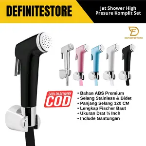 Jet Shower Closet Bidet Toilet Jet Washer Kepala Jet Shower Selang Kloset Semprotan Toilet Bidet Shower Jet Shower Toilet ABS Premium Warna Warni Komplit Set 1/2 Inch bidets toilets duduk kamar mandi full Wc Karet Keran Putih