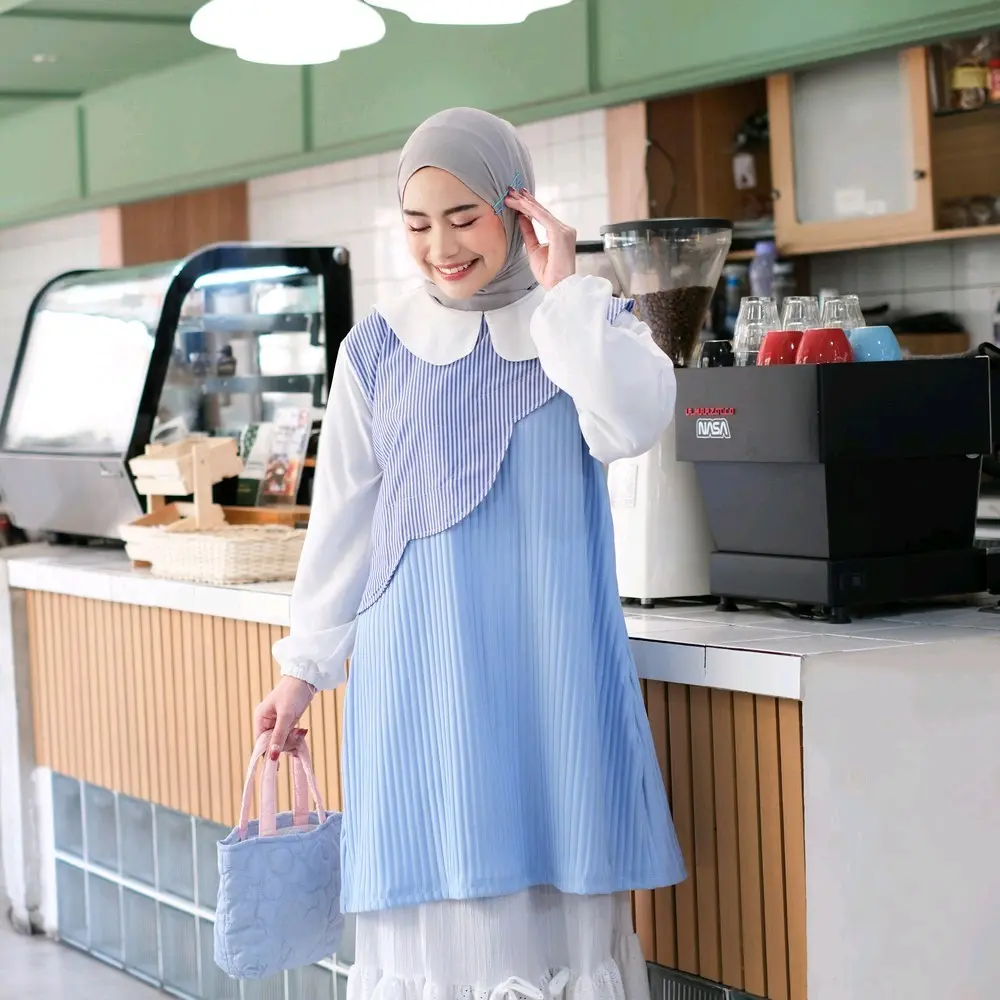 Belazir Callope tunik knit kombinasi stripe tunik salur kekinian