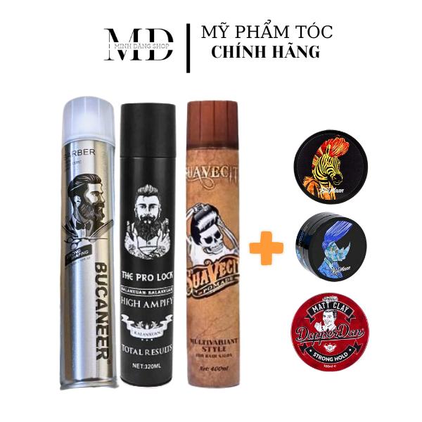 COMBO 7 món 3 gom xịt tóc nam nữ+ 3 lọ sáp vuốt tóc giữ nếp