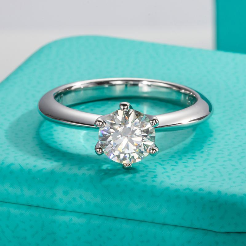AnuJewelry R40 Moissanite Sáu Chấu, 100% Legit, Bạc Sterling 925 Ý, Cắt Tròn, Màu D, 0.5 / 1 / 3CT Đá, Nhẫn Đính Hôn Solitaire, Dành Cho Phụ Nữ, Trang Sức Eman, [Thanh Toán Khi Nhận Hàng] 2