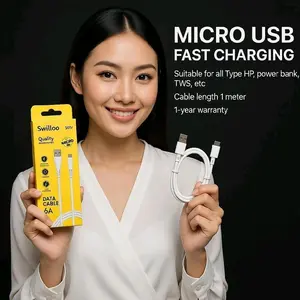 Swilloo Kabel Charger Fast Charging Micro USB 1 Meter S01V Data Cable 6A Garansi 1 Tahun Kualitas Premium untuk HP & Gadget