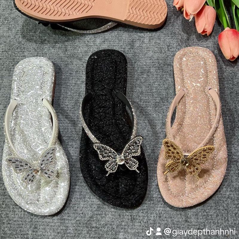 DéP Kẹp Charm B Đá Sáng Đế TPR Cao 1cm Cho Nữ Shoes Dép HM Đi Biển Size 35-39 Chất Liệu Da Nhủ Mềm Thoáng Có Mút Đệm Nhẹ Nhàng Dễ Mang Thoải Mái & êm Ái Cho Đôi Chân Của Bạn