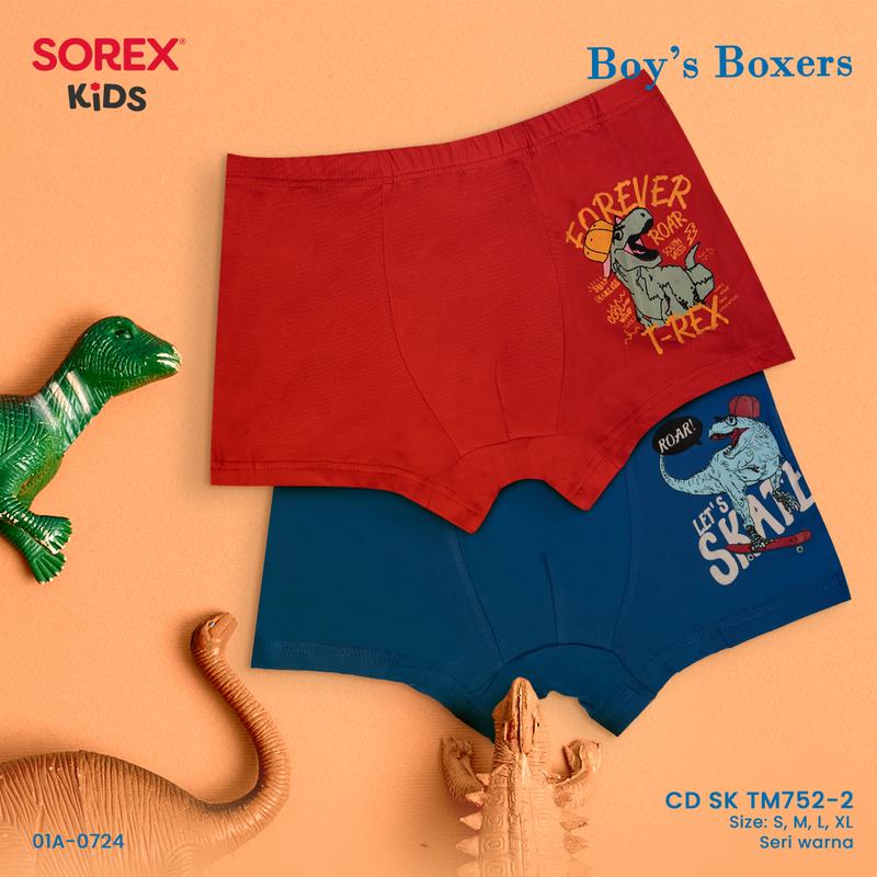 SOREX KIDS BOY SK TM 752-2 DINO SERIES - CD CELANA DALAM BOXER ANAK COWOK LAKI LAKI 1