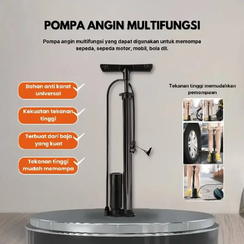 Pompa Angin Tangan VPR Pompa Angin Ban Sepeda dan Motor Kompa Speda Manual Dual Pentil Steel PVC - Pacific Aksesoris Sepeda Tinggi 40cm/60cm 1