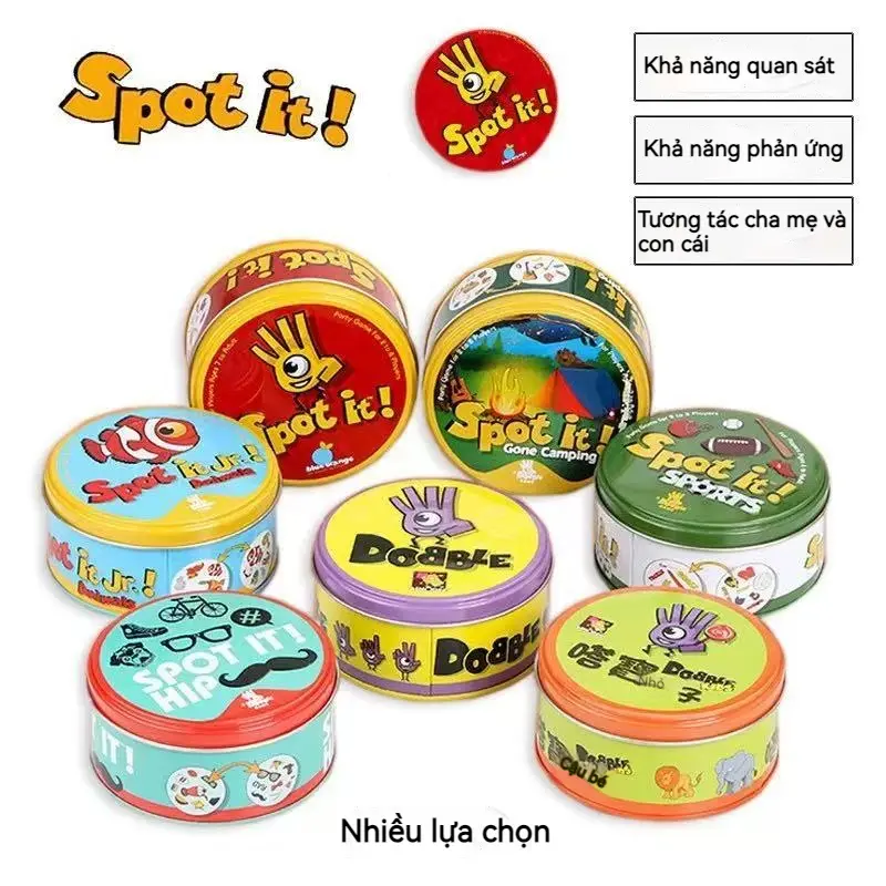 Spot It Dobble Find It Game Gia Đình Tập Hợp Lễ Hội Sinh Nhật Đảng Đồ Chơi Trẻ Em Bảng Trò Chơi Bộ Bài Thẻ BàiThẻ trò chơi giải đố tiệc nhiều người chơi Iron Box Find Your Sister, Thẻ trò chơi cha mẹ-con cái 1