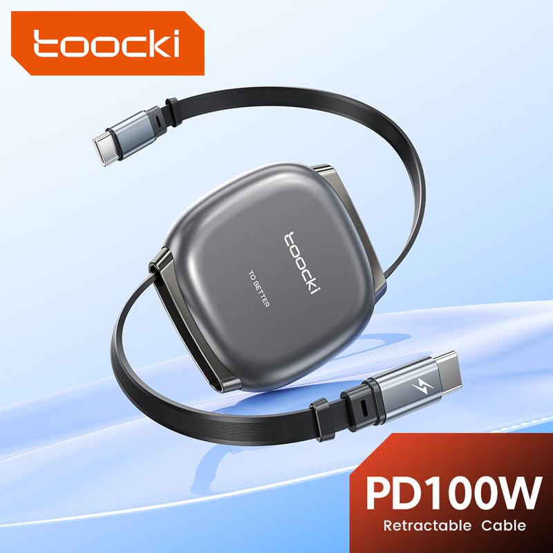  Cáp dữ liệu USB-C Toocki sạc nhanh 100W Type-C sang Type-C Có Thể Thu Vào Tương thích với iPhone 16 15 Plus Pro Max iPad Macbook Airpods Samsung Xiaomi Huawei ViVO OPPO Oneplus Power Bank chuyển đổi Thích hợp cho người hâm mộ Nhỏ 