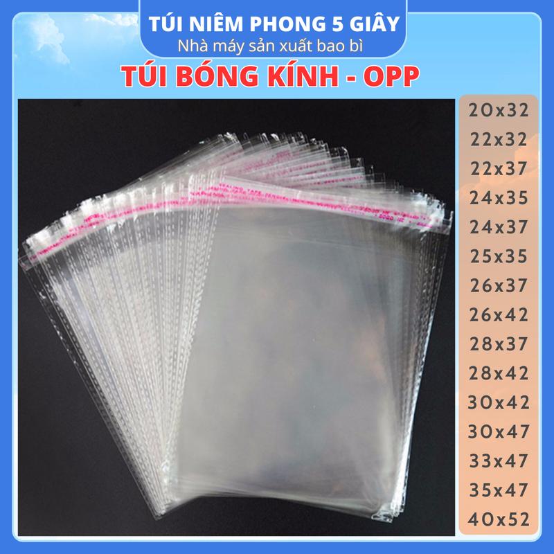 Túi Nilon Keo Dán Miệng OPP Trong Suốt, Bọc Kiếng, Đóng Gói, Đựng Phụ Kiện, Quần Áo – 5 Giây