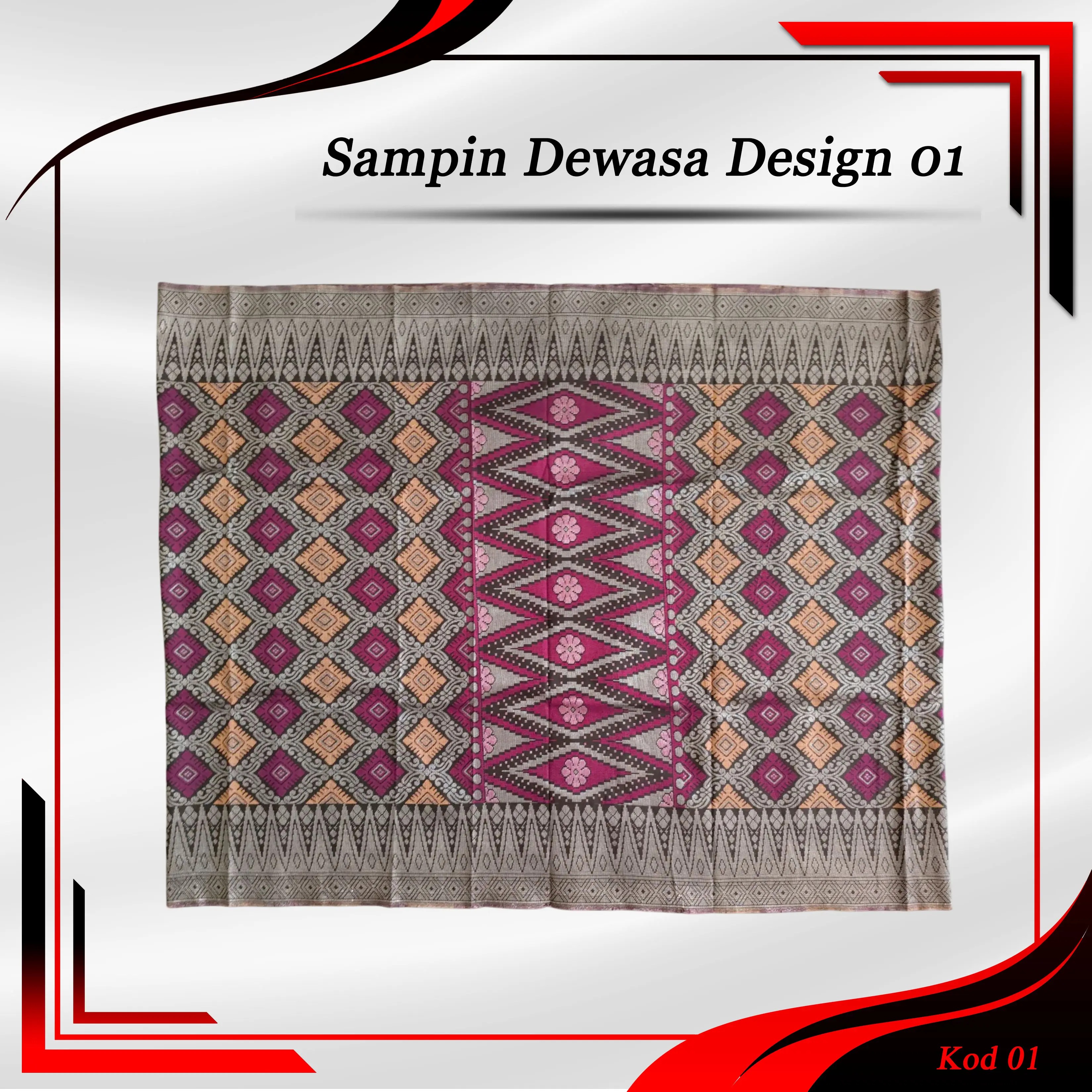 Sampin Dewasa Design 01 / Multi Exclusive / Sampin Songket / Printed / Sampin /  Multicolor / Siap Jahit / Sampin Exclusive M1