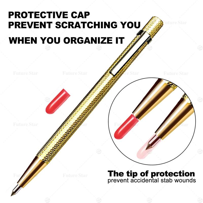 Alat Pemotong Kaca / Pisau Potong Kaca / 2-19mm Keramik Ubin Glass Cutter Diamond Granit Cutting Tool Manual Multifungsi Alat Penanda Garis Model Pulpen Tool Set 2 In 1 Ukir Nat Stainless Metal 2