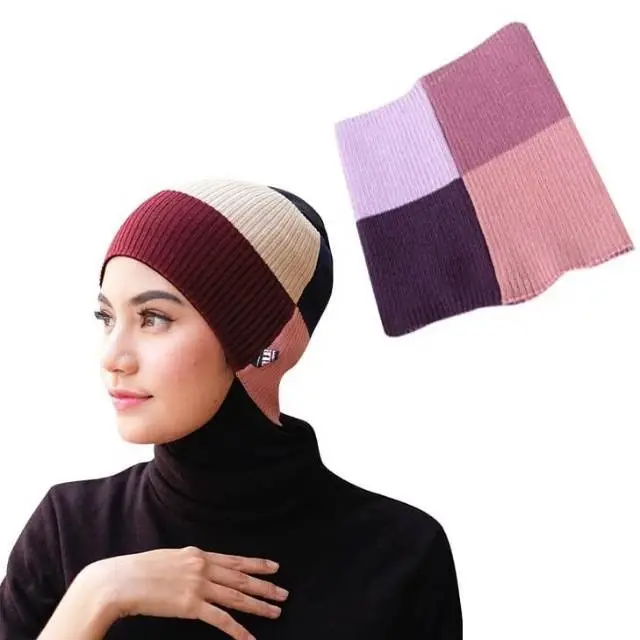 Ciput Rajut Bandana 4 Warna Aksesoris Hijab Dalaman Anti Pusing Stylist Berkualitas Pattern Zigzag 5