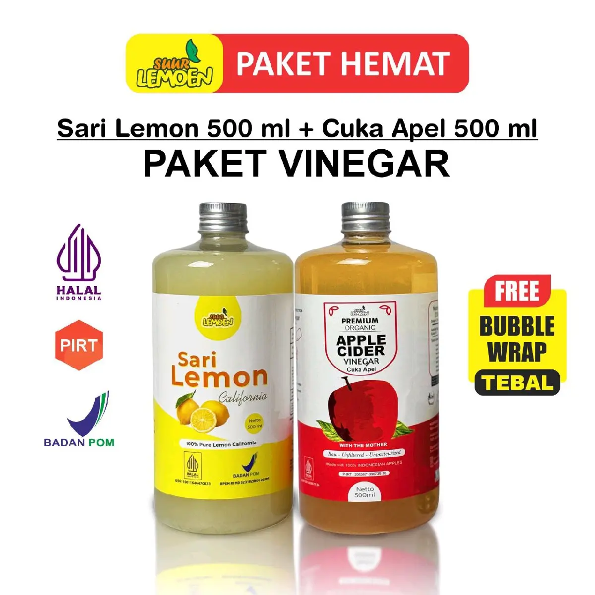 (500ml) Suur Lemoen Cuka Appel dan Sari Lemoen Premium Organik