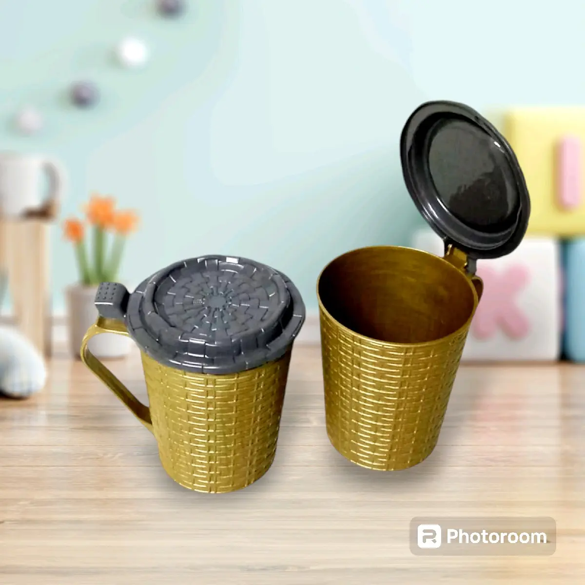 Cangkir Late Gold Viral Ada Tutup Dapur Minuman Plastik Kitchenware