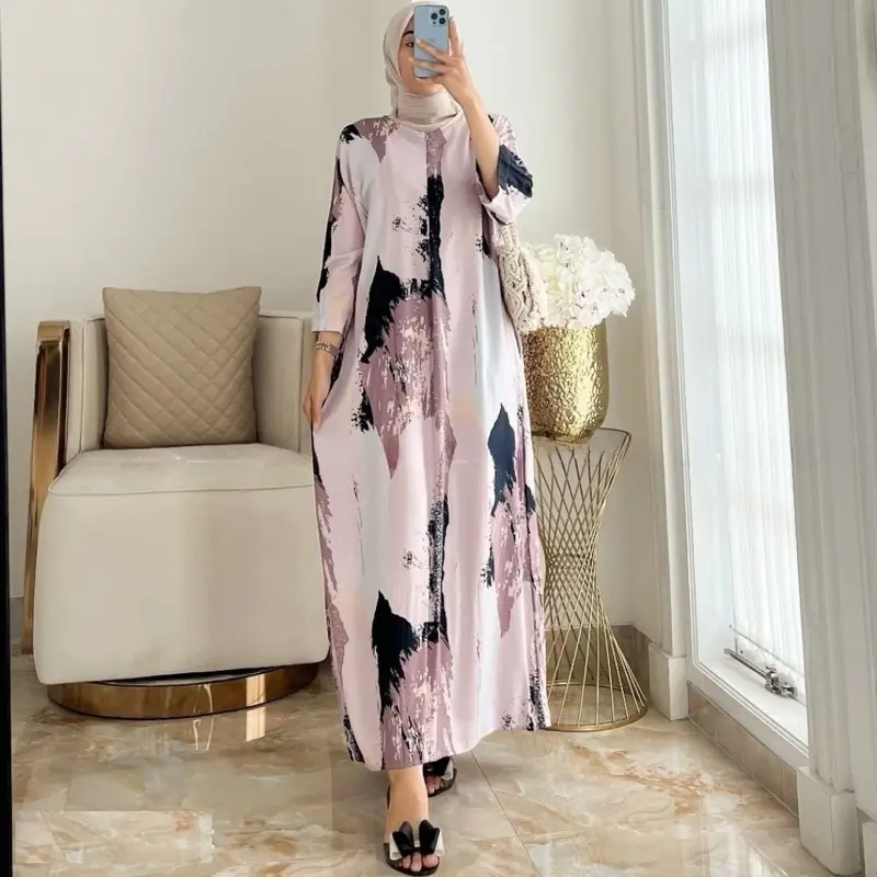 HOMEDRESS FABELLA LONGDRESS SAKU RAYON VISCOS BUSUI LD 120 JUMBO Lebaran Muslim 7